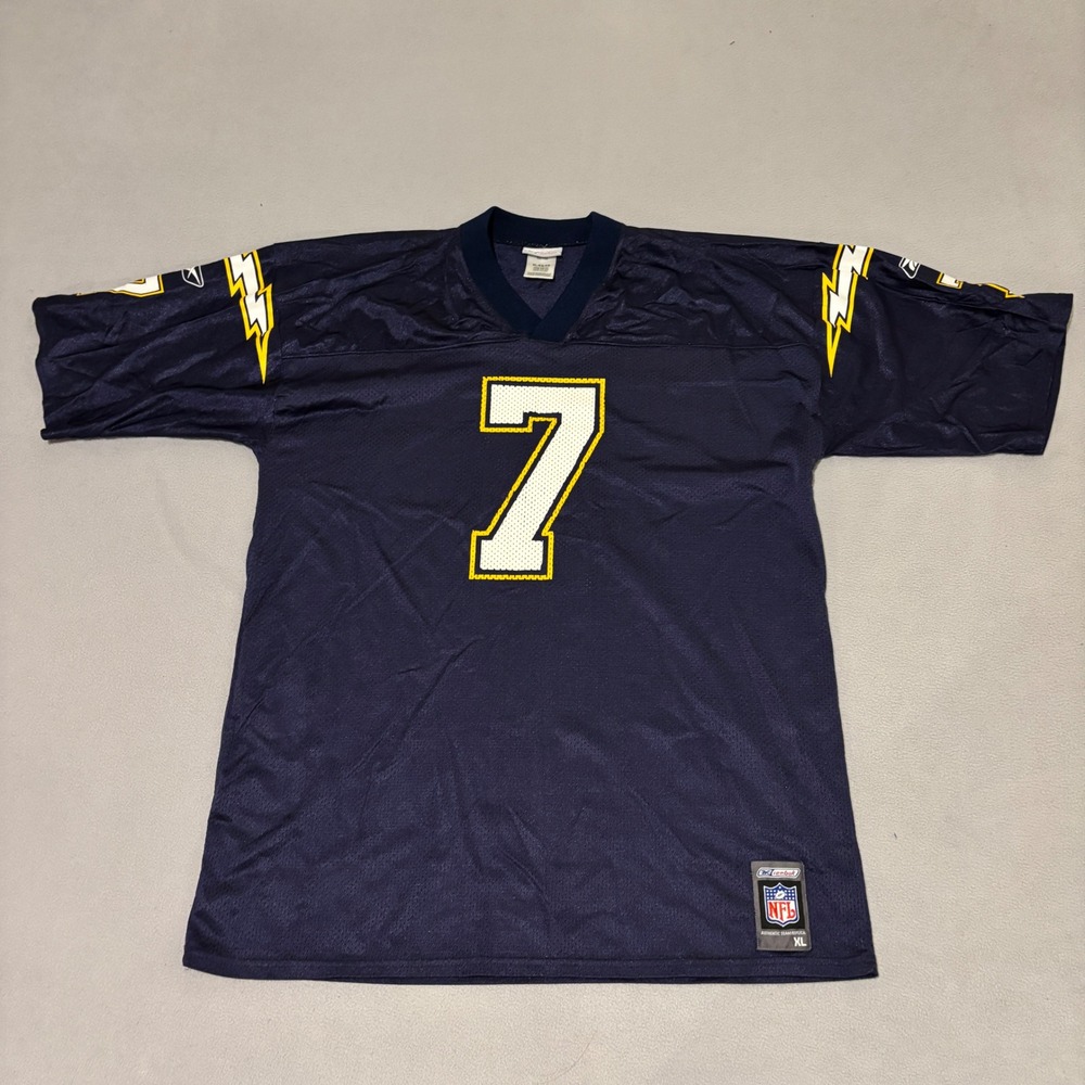Reebok NFL San Diego Chargers Doug Flutie 7 Jersey Navy Blue XL Football